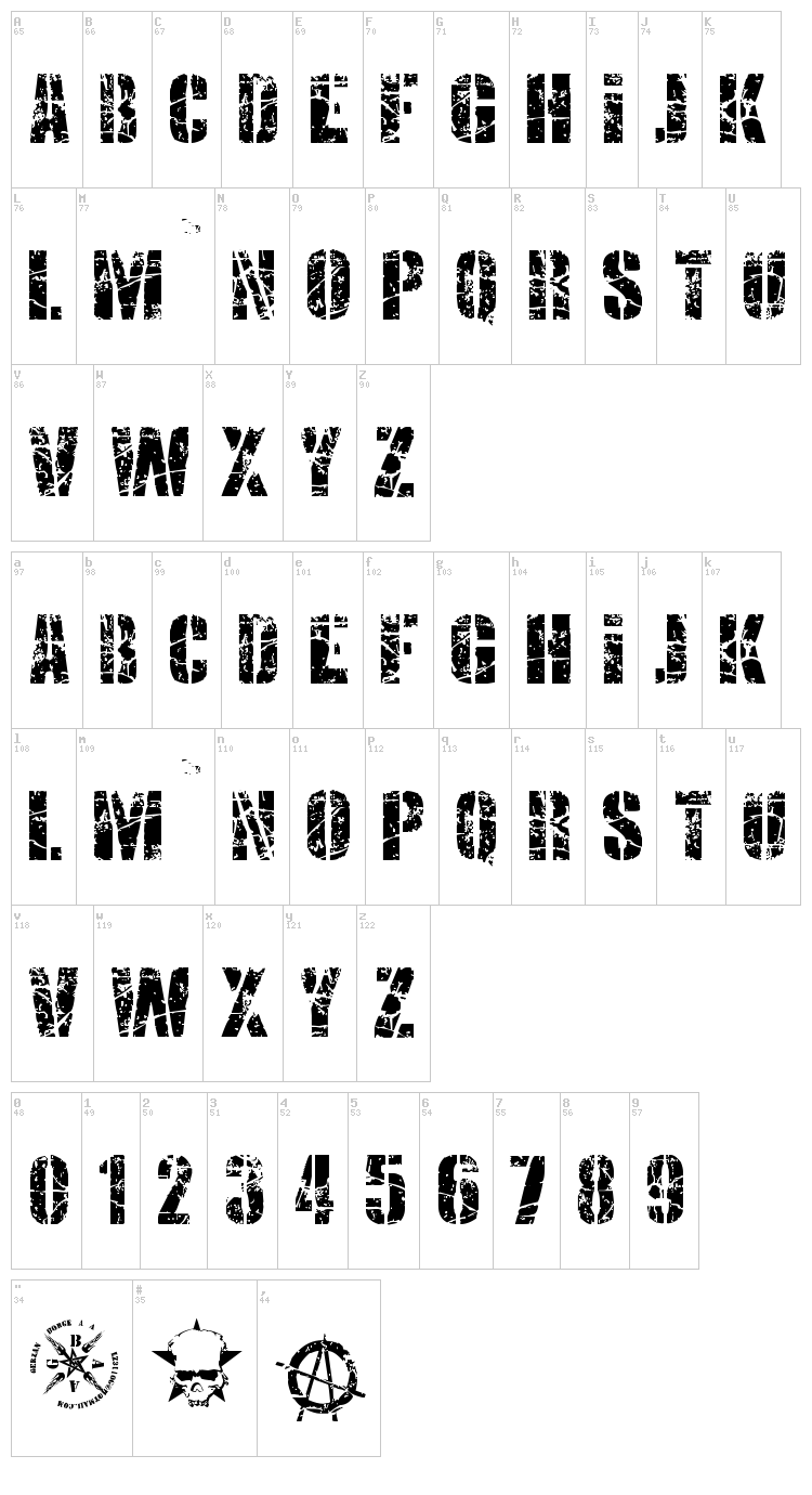 Smash Punkers font map